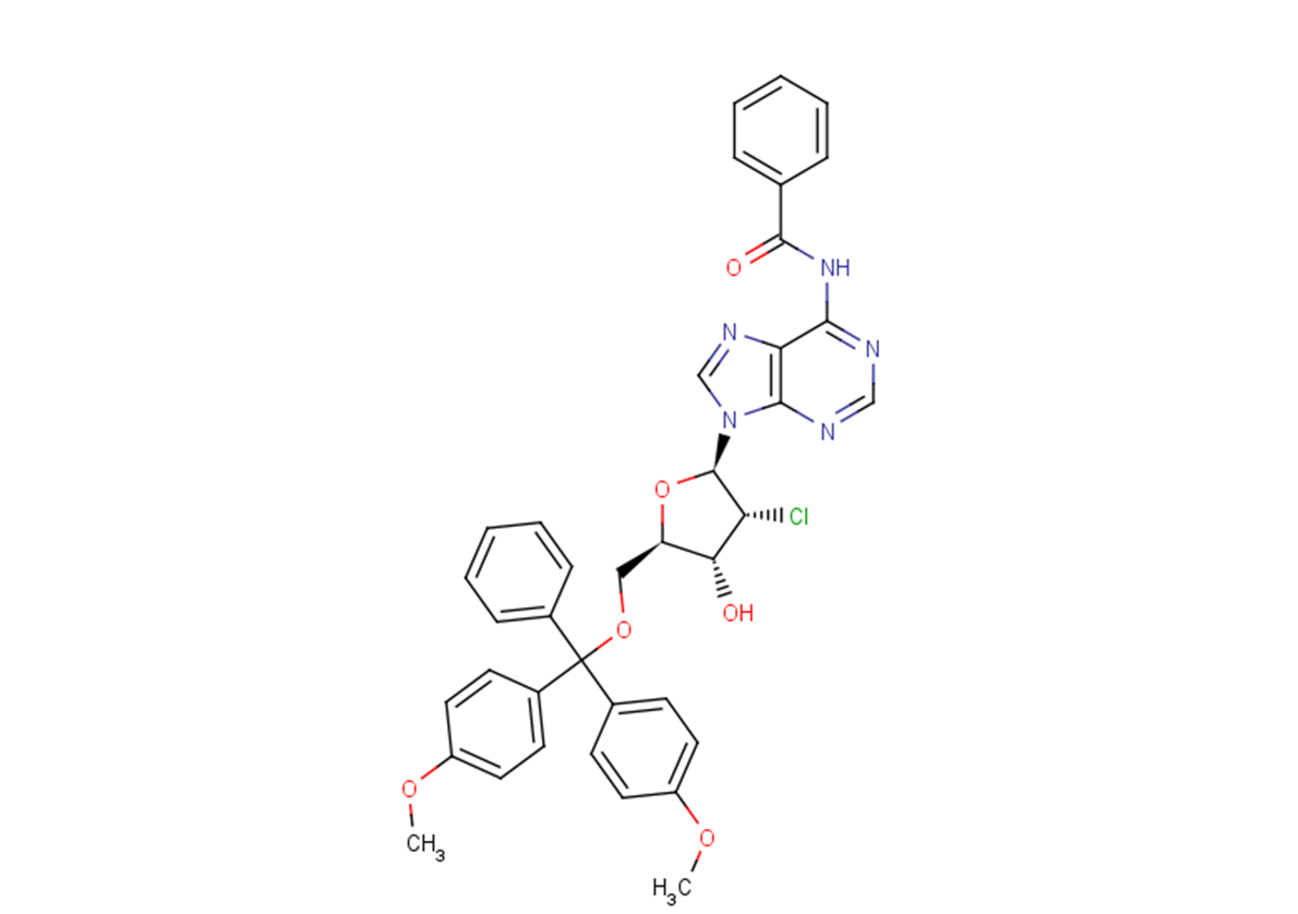 N6-Benzoyl-2'-chloro-5'-O-(4,4'-dimethoxytrityl)-2'-deoxyadenosineͼƬ