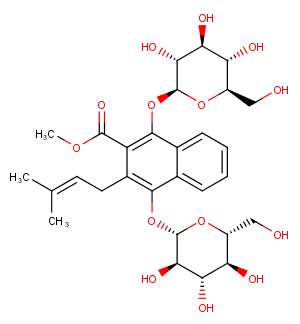 Methyl 1,4-bisglucosyloxy-3-prenyl-2-naphthoateͼƬ