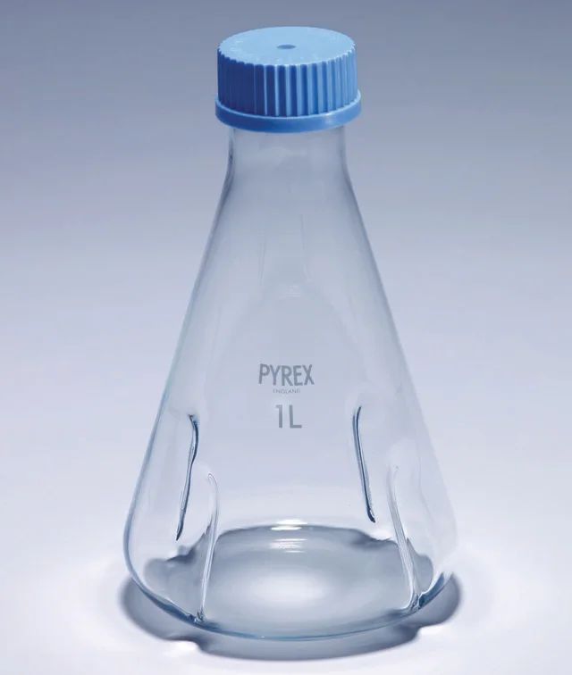 Pyrex<sup>?</sup> Culture flask, baffled, PTFE membrane screwcap