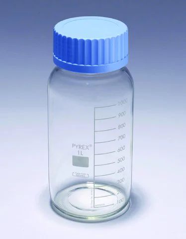 Pyrex<sup>?</sup> Media-Lab Bottles, wide mouth, with polypropylene cap and pouring ring, with printed trace code