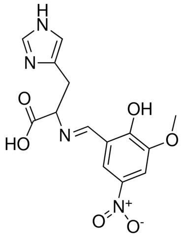 N-(2-HYDROXY-3-METHOXY-5-NITROBENZYLIDENE)HISTIDINE