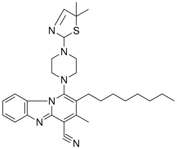 1-[4-(5,5-DIMETHYL-2,5-DIHYDRO-1,3-THIAZOL-2-YL)-1-PIPERAZINYL]-3-METHYL-2-OCTYLPYRIDO[1,2-A]BENZIMIDAZOLE-4-CARBONITRILE