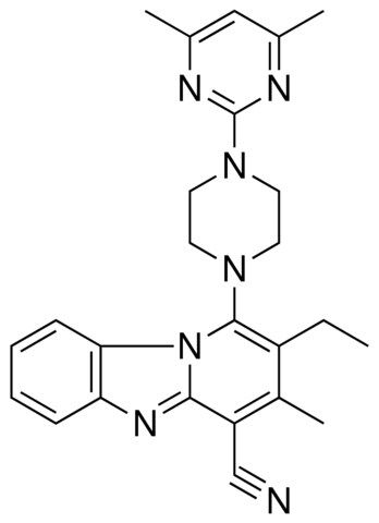 1-[4-(4,6-DIMETHYL-2-PYRIMIDINYL)-1-PIPERAZINYL]-2-ETHYL-3-METHYLPYRIDO[1,2-A]BENZIMIDAZOLE-4-CARBONITRILE