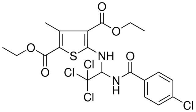 DIETHYL 3-METHYL-5-({2,2,2-TRICHLORO-1-[(4-CHLOROBENZOYL)AMINO]ETHYL}AMINO)-2,4-THIOPHENEDICARBOXYLATE