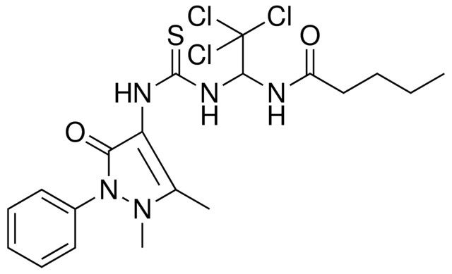 N-[2,2,2-TRICHLORO-1-({[(1,5-DIMETHYL-3-OXO-2-PHENYL-2,3-DIHYDRO-1H-PYRAZOL-4-YL)AMINO]CARBOTHIOYL}AMINO)ETHYL]PENTANAMIDE