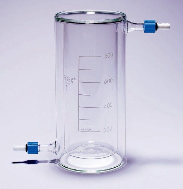 Pyrex<sup>?</sup> Beakers, jacketed with PTFE screwthread