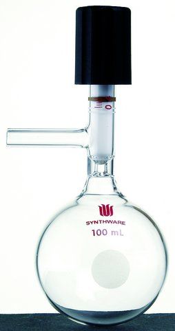 Synthware<sup>TM</sup> storage flask with high vacuum valve and side arm