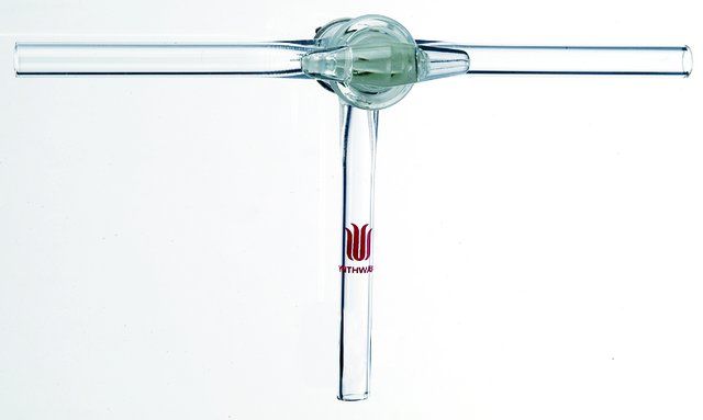 Synthware<sup>TM</sup> T-bore glass stopcock Entire assembly