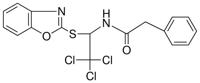 N-(1-(BENZOOXAZOL-2-YLSULFANYL)-2,2,2-TRICHLORO-ETHYL)-2-PHENYL-ACETAMIDE