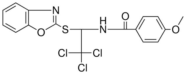 N-(1-(BENZOOXAZOL-2-YLSULFANYL)-2,2,2-TRICHLORO-ETHYL)-4-METHOXY-BENZAMIDE