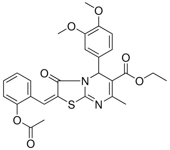 ETHYL (2E)-2-[2-(ACETYLOXY)BENZYLIDENE]-5-(3,4-DIMETHOXYPHENYL)-7-METHYL-3-OXO-2,3-DIHYDRO-5H-[1,3]THIAZOLO[3,2-A]PYRIMIDINE-6-CARBOXYLATE