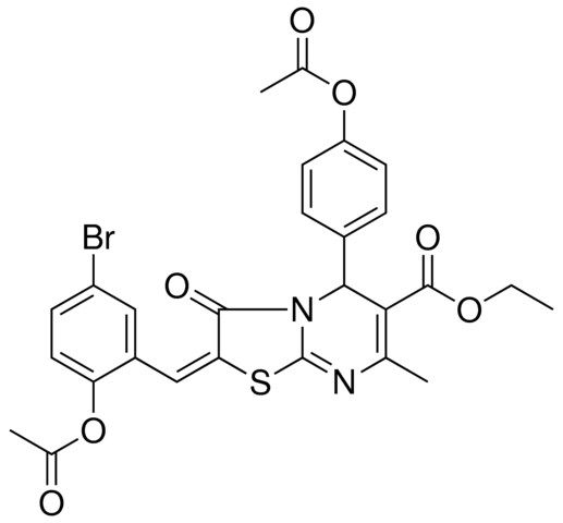 ETHYL (2E)-2-[2-(ACETYLOXY)-5-BROMOBENZYLIDENE]-5-[4-(ACETYLOXY)PHENYL]-7-METHYL-3-OXO-2,3-DIHYDRO-5H-[1,3]THIAZOLO[3,2-A]PYRIMIDINE-6-CARBOXYLATE