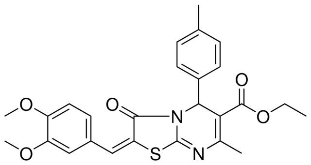 ETHYL (2E)-2-(3,4-DIMETHOXYBENZYLIDENE)-7-METHYL-5-(4-METHYLPHENYL)-3-OXO-2,3-DIHYDRO-5H-[1,3]THIAZOLO[3,2-A]PYRIMIDINE-6-CARBOXYLATE