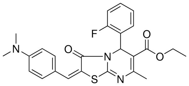 ETHYL (2E)-2-[4-(DIMETHYLAMINO)BENZYLIDENE]-5-(2-FLUOROPHENYL)-7-METHYL-3-OXO-2,3-DIHYDRO-5H-[1,3]THIAZOLO[3,2-A]PYRIMIDINE-6-CARBOXYLATE