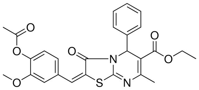 ETHYL (2E)-2-[4-(ACETYLOXY)-3-METHOXYBENZYLIDENE]-7-METHYL-3-OXO-5-PHENYL-2,3-DIHYDRO-5H-[1,3]THIAZOLO[3,2-A]PYRIMIDINE-6-CARBOXYLATE