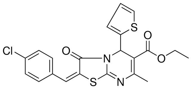 ETHYL (2E)-2-(4-CHLOROBENZYLIDENE)-7-METHYL-3-OXO-5-(2-THIENYL)-2,3-DIHYDRO-5H-[1,3]THIAZOLO[3,2-A]PYRIMIDINE-6-CARBOXYLATE