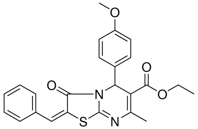 ETHYL (2E)-2-BENZYLIDENE-5-(4-METHOXYPHENYL)-7-METHYL-3-OXO-2,3-DIHYDRO-5H-[1,3]THIAZOLO[3,2-A]PYRIMIDINE-6-CARBOXYLATE