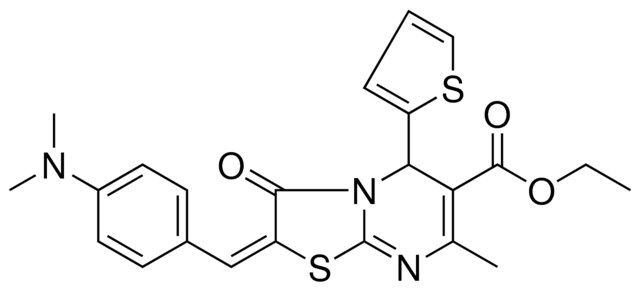 ETHYL (2E)-2-[4-(DIMETHYLAMINO)BENZYLIDENE]-7-METHYL-3-OXO-5-(2-THIENYL)-2,3-DIHYDRO-5H-[1,3]THIAZOLO[3,2-A]PYRIMIDINE-6-CARBOXYLATE