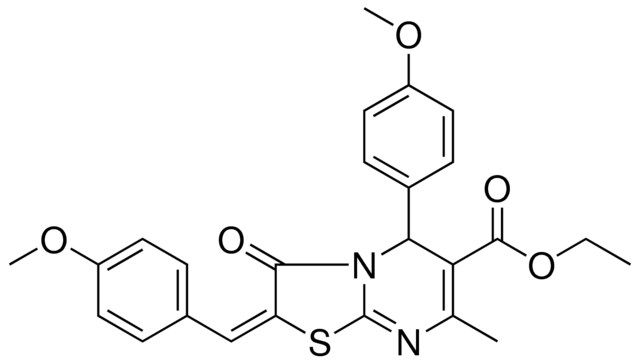 ETHYL (2E)-2-(4-METHOXYBENZYLIDENE)-5-(4-METHOXYPHENYL)-7-METHYL-3-OXO-2,3-DIHYDRO-5H-[1,3]THIAZOLO[3,2-A]PYRIMIDINE-6-CARBOXYLATE