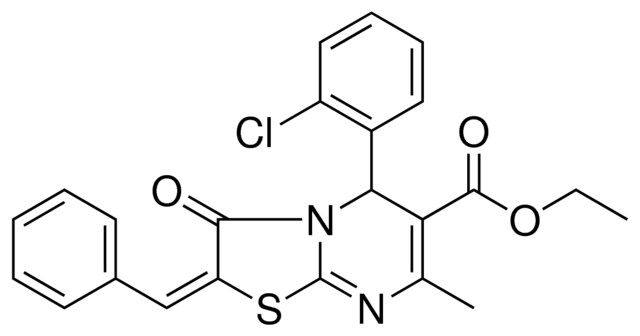 ETHYL (2E)-2-BENZYLIDENE-5-(2-CHLOROPHENYL)-7-METHYL-3-OXO-2,3-DIHYDRO-5H-[1,3]THIAZOLO[3,2-A]PYRIMIDINE-6-CARBOXYLATE