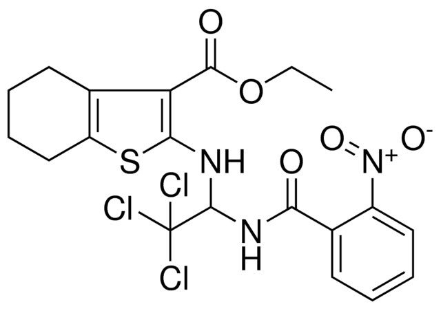 ETHYL 2-({2,2,2-TRICHLORO-1-[(2-NITROBENZOYL)AMINO]ETHYL}AMINO)-4,5,6,7-TETRAHYDRO-1-BENZOTHIOPHENE-3-CARBOXYLATE