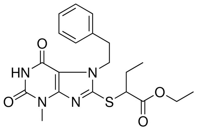 ETHYL 2-{[3-METHYL-2,6-DIOXO-7-(2-PHENYLETHYL)-2,3,6,7-TETRAHYDRO-1H-PURIN-8-YL]SULFANYL}BUTANOATE