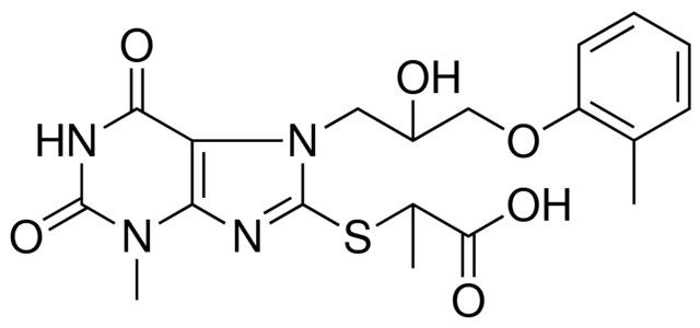 2-({7-[2-HYDROXY-3-(2-METHYLPHENOXY)PROPYL]-3-METHYL-2,6-DIOXO-2,3,6,7-TETRAHYDRO-1H-PURIN-8-YL}SULFANYL)PROPANOIC ACID