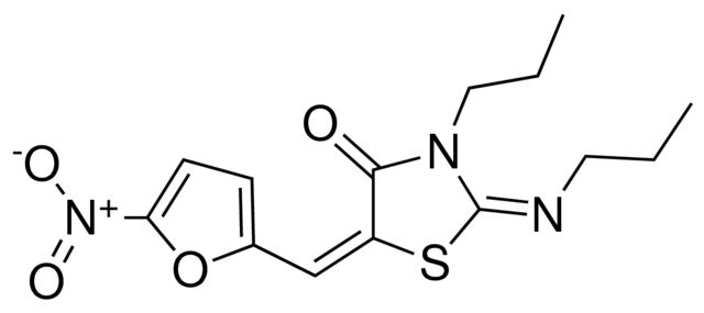 (2E,5E)-5-[(5-nitro-2-furyl)methylene]-3-propyl-2-[(E)-propylimino]-1,3-thiazolidin-4-one