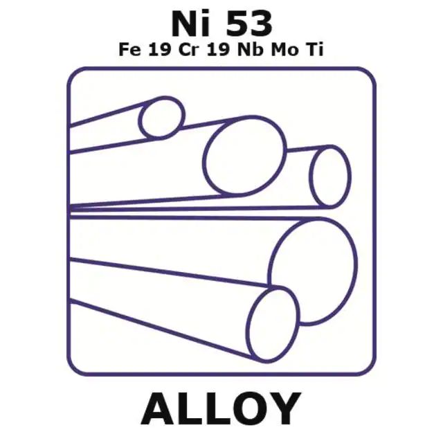 Inconel<sup>?</sup> alloy 718-heat resisting alloy, Ni53Fe19Cr19NbMoTi