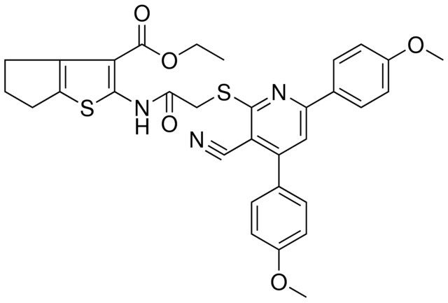 ETHYL 2-[({[3-CYANO-4,6-BIS(4-METHOXYPHENYL)-2-PYRIDINYL]SULFANYL}ACETYL)AMINO]-5,6-DIHYDRO-4H-CYCLOPENTA[B]THIOPHENE-3-CARBOXYLATE