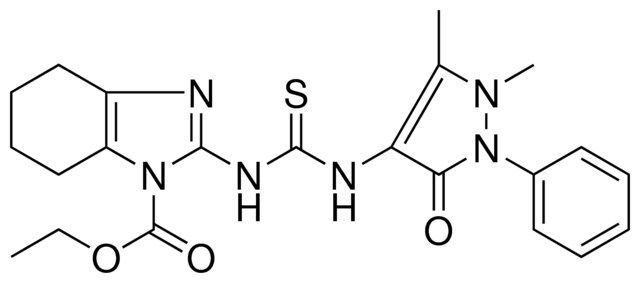 ETHYL 2-({[(1,5-DIMETHYL-3-OXO-2-PHENYL-2,3-DIHYDRO-1H-PYRAZOL-4-YL)AMINO]CARBOTHIOYL}AMINO)-4,5,6,7-TETRAHYDRO-1H-BENZIMIDAZOLE-1-CARBOXYLATE