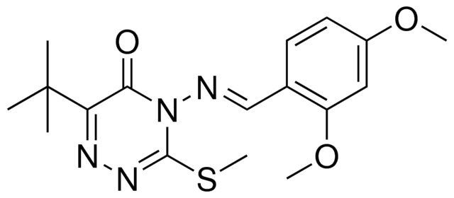 6-TERT-BUTYL-4-{[(E)-(2,4-DIMETHOXYPHENYL)METHYLIDENE]AMINO}-3-(METHYLSULFANYL)-1,2,4-TRIAZIN-5(4H)-ONE