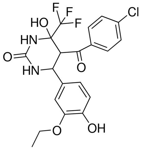 5-(4-CHLOROBENZOYL)-6-(3-ETHOXY-4-HYDROXYPHENYL)-4-HYDROXY-4-(TRIFLUOROMETHYL)TETRAHYDRO-2(1H)-PYRIMIDINONE