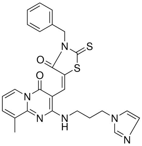 3-[(E)-(3-BENZYL-4-OXO-2-THIOXO-1,3-THIAZOLIDIN-5-YLIDENE)METHYL]-2-{[3-(1H-IMIDAZOL-1-YL)PROPYL]AMINO}-9-METHYL-4H-PYRIDO[1,2-A]PYRIMIDIN-4-ONE