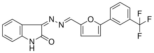 3-((5-(3-TRIFLUOROMETHYL-PH)-FURAN-2-YLMETHYLENE)-HYDRAZONO)-1,3-2H-INDOL-2-ONE