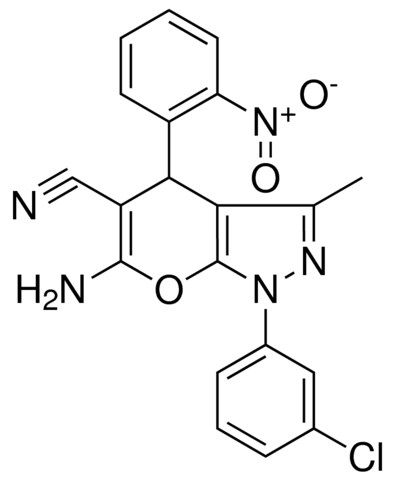 6-AMINO-1-(3-CHLOROPHENYL)-3-METHYL-4-(2-NITROPHENYL)-1,4-DIHYDROPYRANO[2,3-C]PYRAZOLE-5-CARBONITRILE