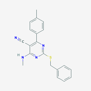 2-(Benzylsulfanyl)-4-(methylamino)-6-(4-methylphenyl)-5-pyrimidinecarbonitrileͼƬ