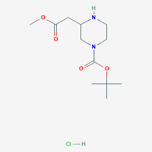 tert-Butyl 3-(2-methoxy-2-oxoethyl)piperazine-1-carboxylate hydrochlorideͼƬ