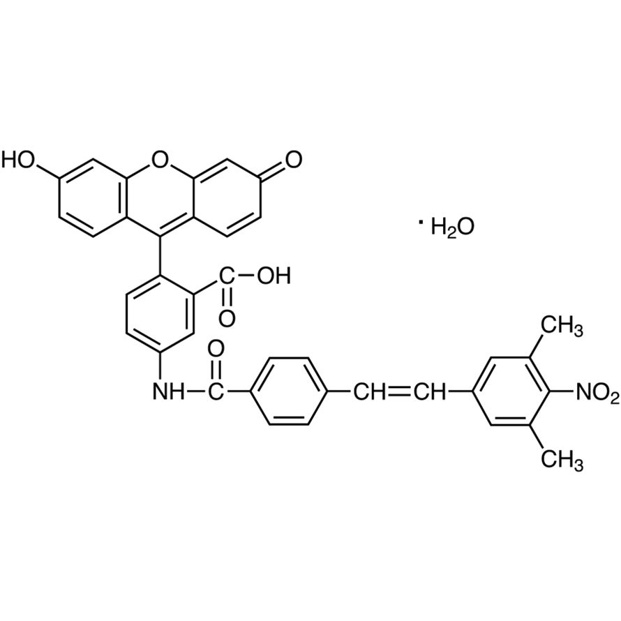 5-[4-(3,5-Dimethyl-4-nitrostyryl)benzamido]-2-(6-hydroxy-3-oxo-3H-xanthene-9-yl)benzoic Acid Monohydrate