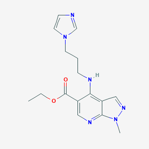 Ethyl 4-{[3-(1H-imidazol-1-yl)propyl]amino}-1-methyl-1H-pyrazolo[3,4-b]pyridine-5-carboxylateͼƬ