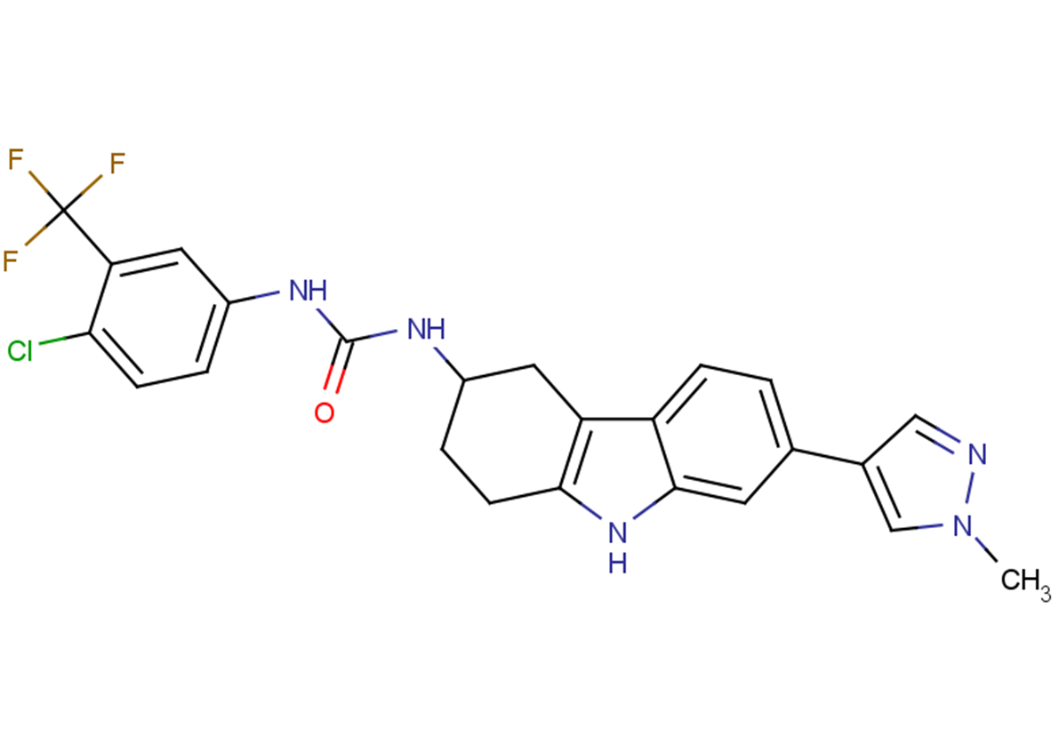 1-(4-chloro-3-(trifluoromethyl)phenyl)-3-(7-(1-methyl-1H-pyrazol-4-yl)-2,3,4,9-tetrahydro-1H-carbazol-3-yl)ureaͼƬ